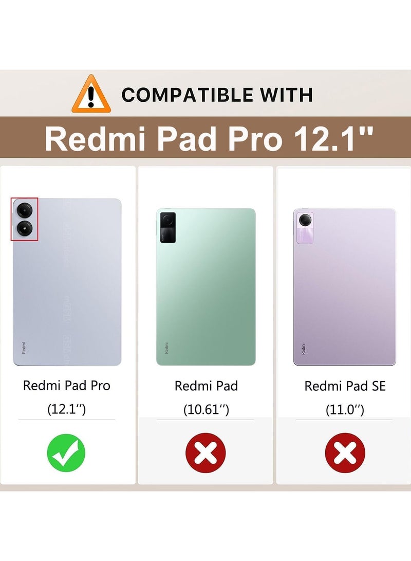 جراب للأطفال لجهاز Redmi Pad Pro (12.1 بوصة)، جراب مقاوم للصدمات من إسفنج EVA شديد التحمل مع حامل (أزرق داكن) - Image 2
